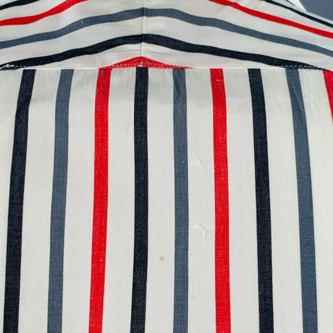 TURNBULL & ASSER Vintage Size L White Blue Red Stripe Cotton Long Sleeve Shirt