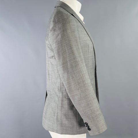 EMPORIO ARMANI Taille 36 Costume à revers en laine et soie unie gris