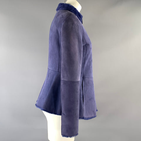 ARMANI COLLEZIONI Size 6 Purple Lavender Shearling UMGO3P UMPO2 Sheepskin Coat