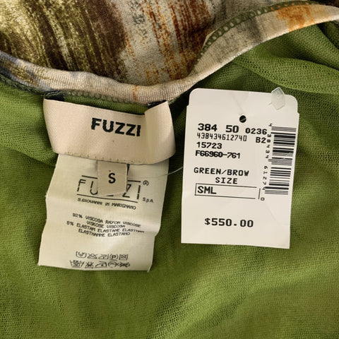 FUZZI Size S Tan Rust Viscose Blend Floral Maxi Long Dress