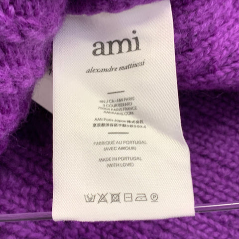 AMI by ALEXANDRE MATTIUSSI Size S Purple Wool Cable Knit Crew Neck Sweater