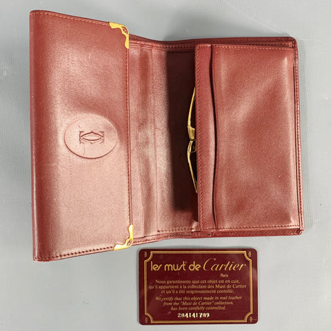 CARTIER Burgundy Logo Leather Wallet