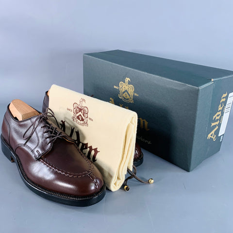 ALDEN Size 6.5 Norwegian HS Blucher Brown Calfskin Leather Split Toe Lace-Up Shoes
