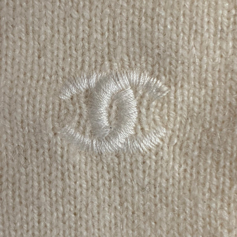 CHANEL Size M Cream Black Cashmere Blend Cropped Sweater Top