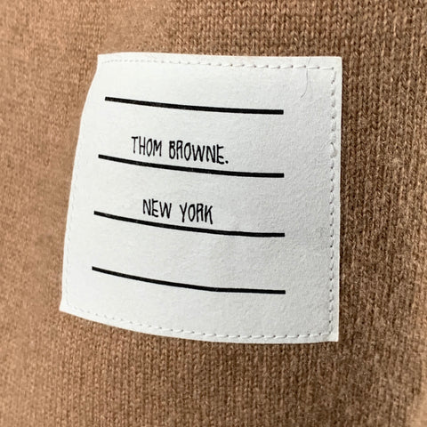 THOM BROWNE Size 2 Brown Cream Cashmere Blend Stripe Crew Neck Sweater