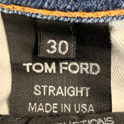 TOM FORD Size 30 Blue Cotton Blend Straight Button Fly Jeans