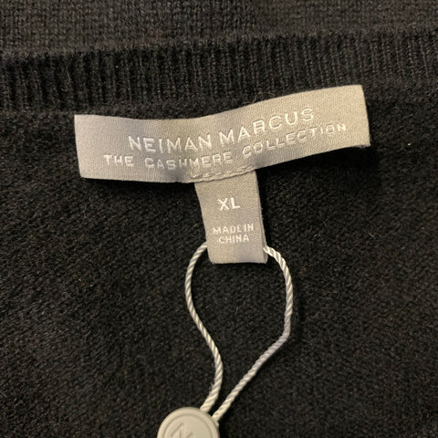 NEIMAN MARCUS Size XL Black Cashmere Crewneck Sweater