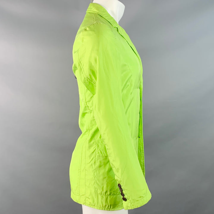 DRIES VAN NOTEN Size 36 Green Lime Silk Cotton Quilted Notch Lapel Jacket