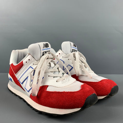 NEW BALANCE 574 Size 9.5 Red White U574EW2 Sneakers