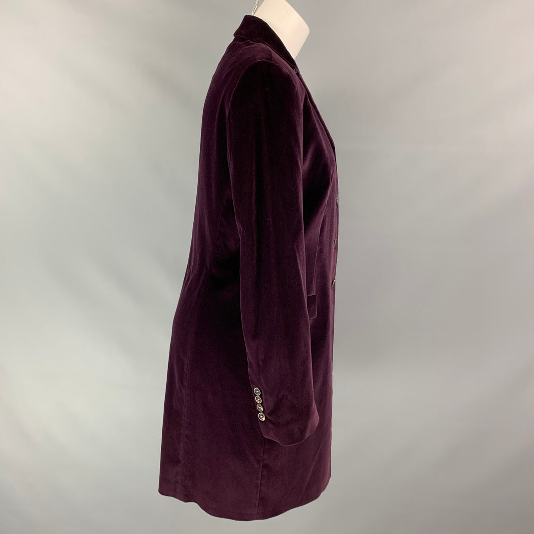 PIAZZA SEMPIONE Size 8 Purple Cotton Blend Notch Lapel Coat