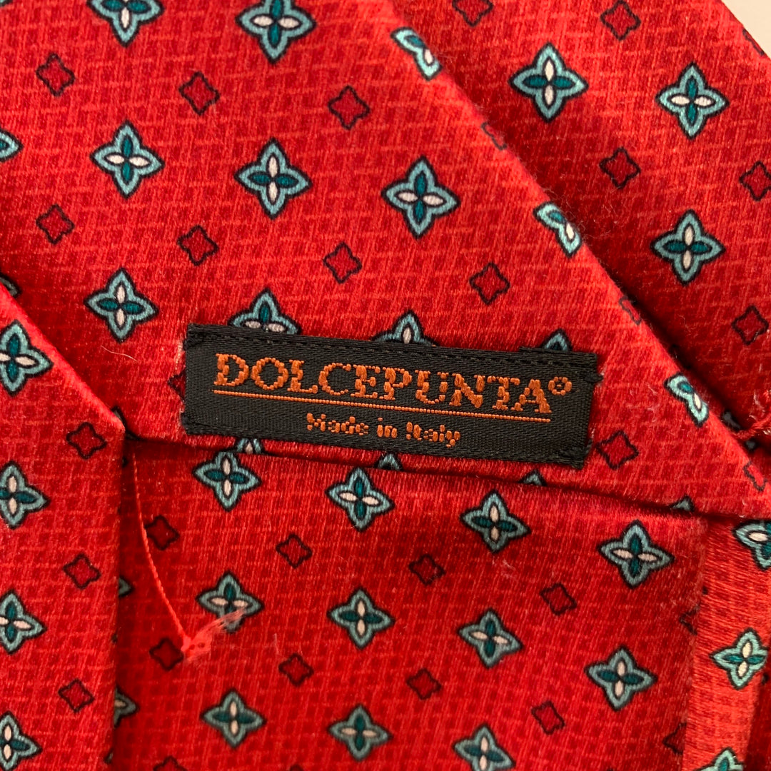 DOLCEPUNTA Red Blue Silk Foulard Tie