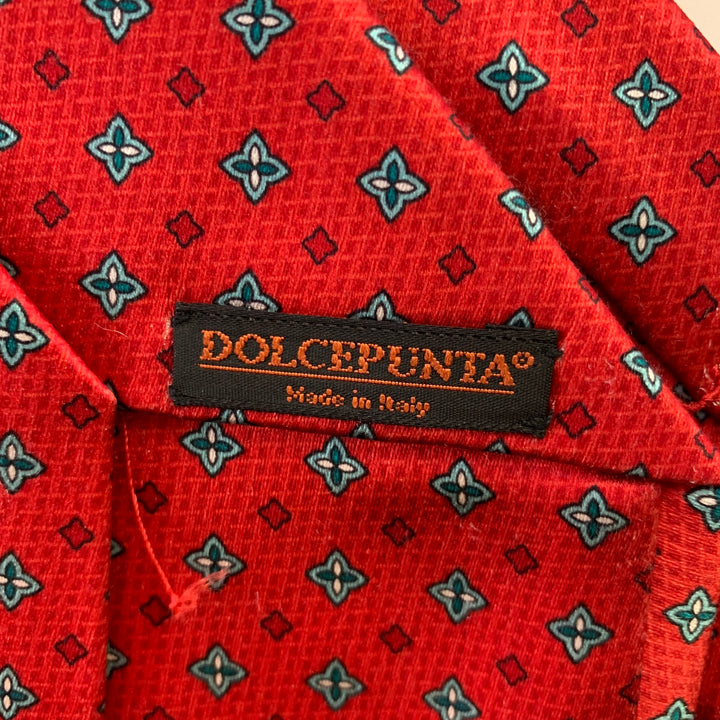 DOLCEPUNTA Red Blue Silk Foulard Tie