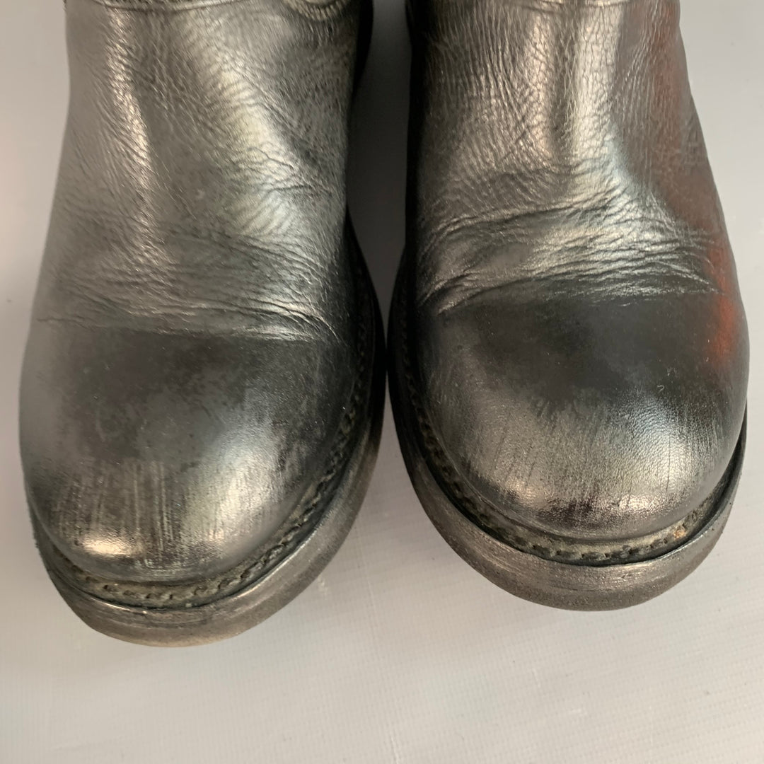 ASH Size 11 Black Leather Studded Pull On Ankle Boots