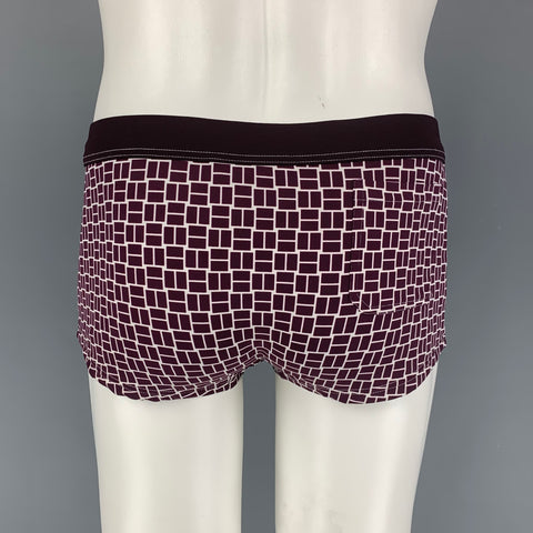 HERMES Size M Brown White Color Block Nylon Blend Drawstring Speedo