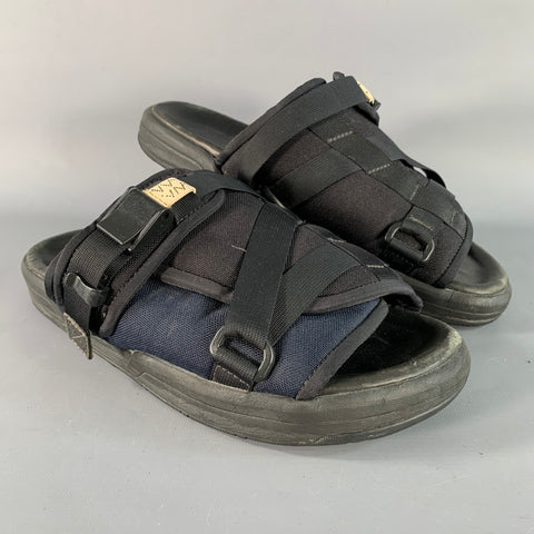 VISVIM Size L Christo Black Nylon Wrap Sandals