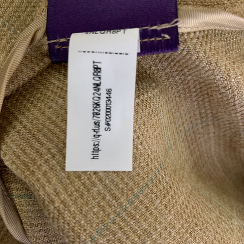 RALPH LAUREN Size 12 Tan Linen Blend Tartan Peak Lapel Coat