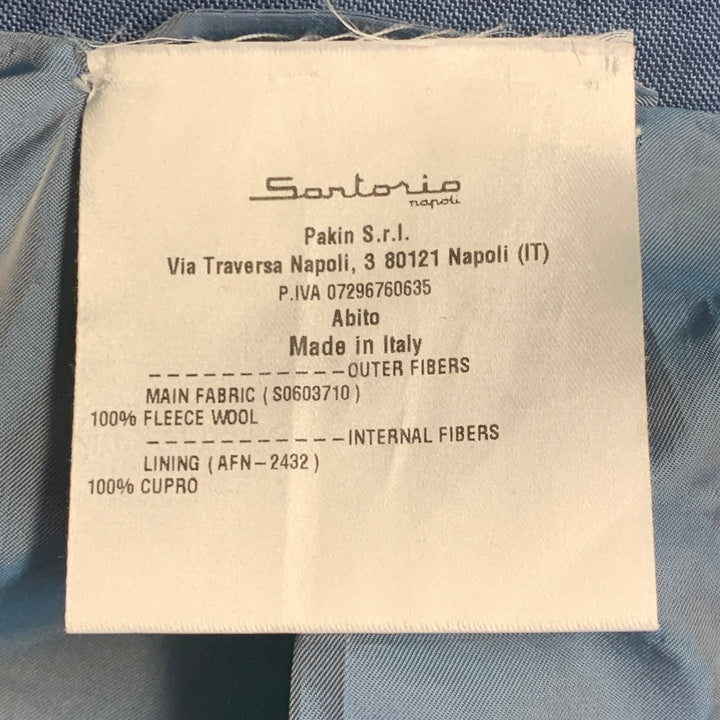 SARTORIO Size 44 Regular Blue Wool Notch Lapel Suit