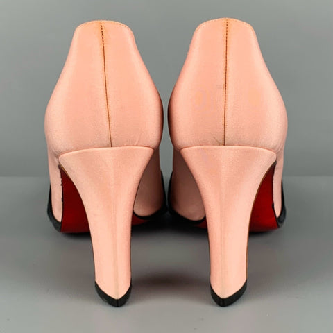 CHRISTIAN LOUBOUTIN Size 7.5 Pink Black Bow Pumps