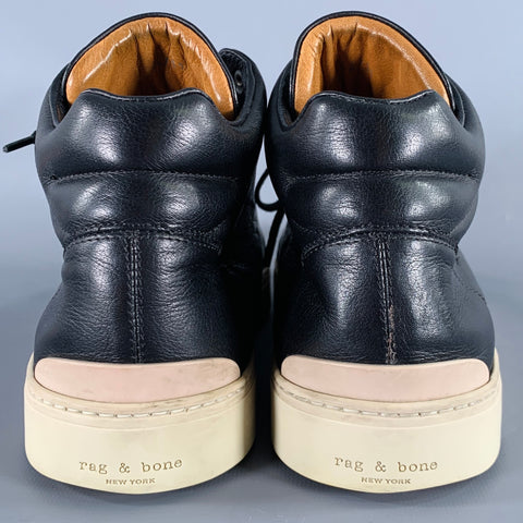 RAG & BONE Size 11 Kent Black Leather High Top Sneakers