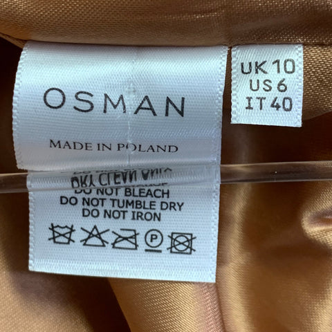 OSMAN LONDON Size 6 Rose Gold Polyester Metallic Belted Coat