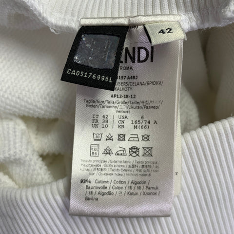 FENDI Size 6 White Black Cotton Nylon Logo Sweatpants Casual Pants