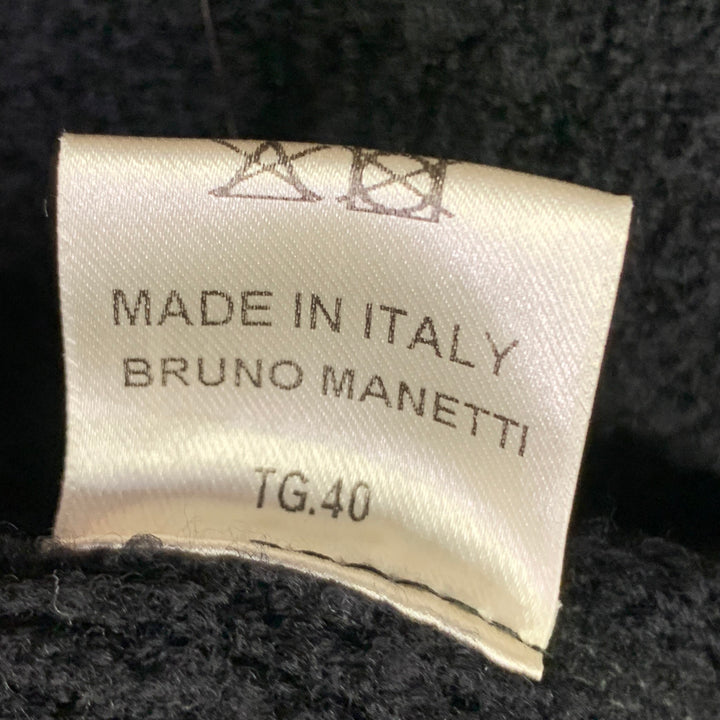 BRUNO MANETTI Size 4 Black Wool Cashmere Blend Knit Hooded Toggle Closure Coat