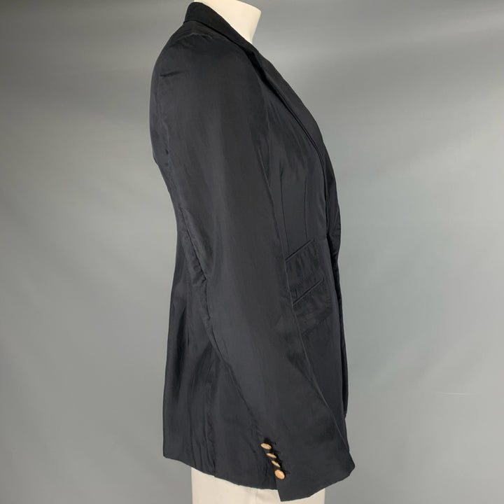 ALEXANDER MCQUEEN Size 40 Black Silk Notch Lapel Sport Coat