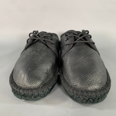 SAINT LAURENT Size 8 Black Crackled Leather Yacht Lace Up Shoes