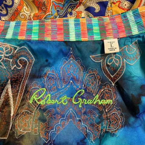 ROBERT GRAHAM Size L Multi Color Paisley Print Cotton Long Sleeve Shirt
