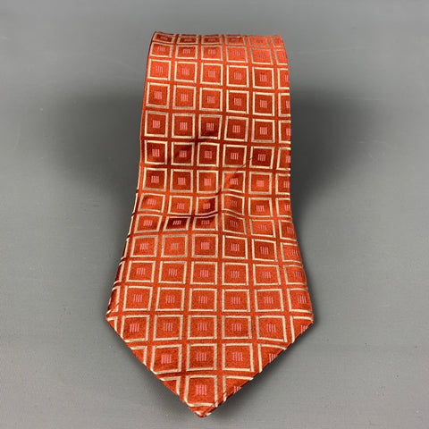 Cravate en soie imprimée orange VINTAGE
