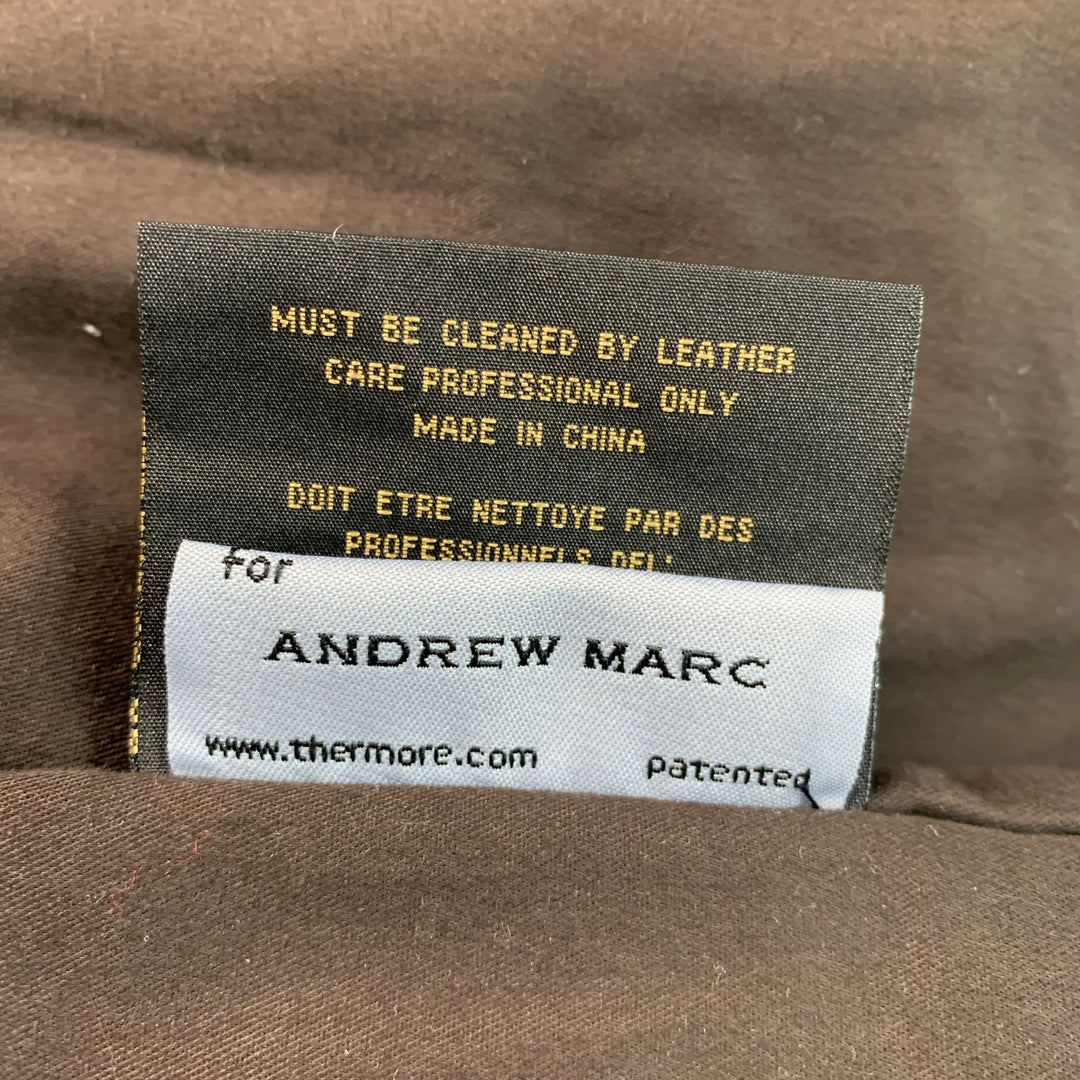 ANDREW MARC Size M Brown Distressed Leather Zip Up Jacket