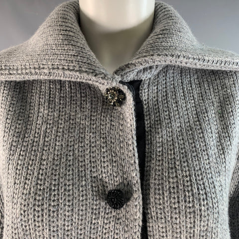 MARC JACOBS Size S Grey Cashmere / Wool Knitted Snaps Jacket