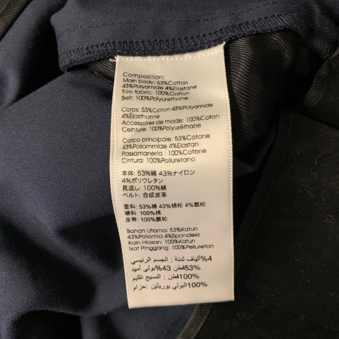 PHILLIP LIM Size 6 Navy Black Cotton Polyamide Trouser Belted Pants