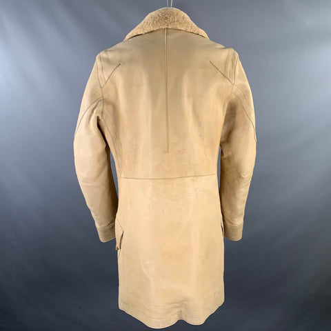CORPO NOVE Size 42 Camel Leather Overcoat Coat