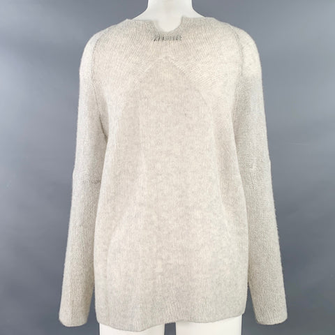 JARBO Size 0 Grey Cashmere Blend Oversized Open Knit Crew Neck Pullover