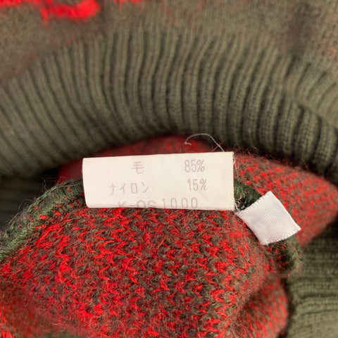 LANCEL Size M Red Olive Wool Blend Signature Print Knit Sweater