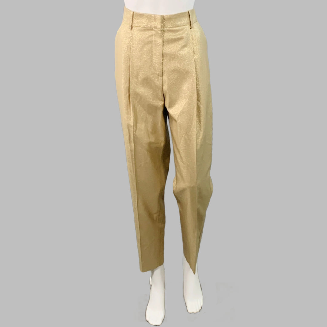 EMPORIO ARMANI Size M Gold Metallic Notch Lapel Pantsuit