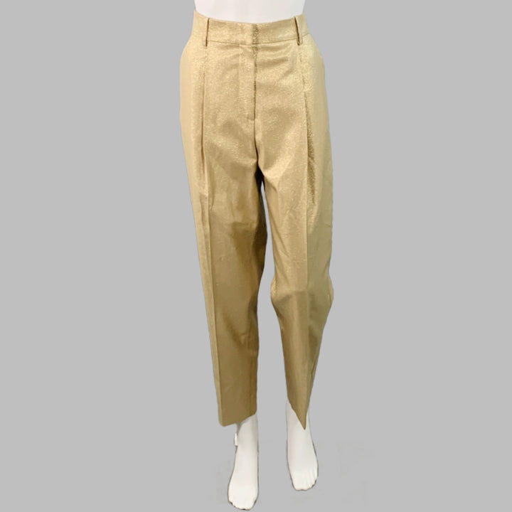 EMPORIO ARMANI Size M Gold Metallic Notch Lapel Pantsuit