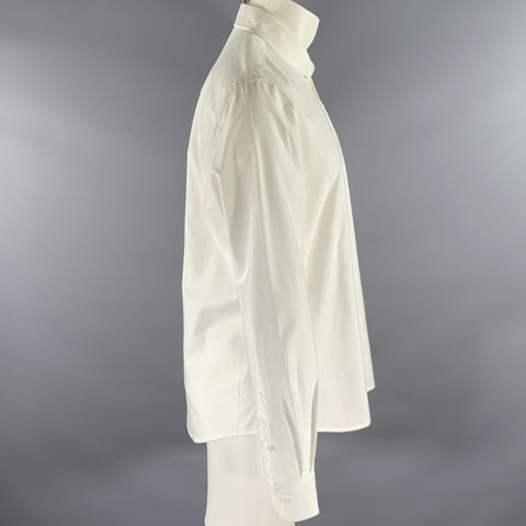 AMI Size M White Embroidery Cotton Button Down Oxford Long Sleeve Shirt