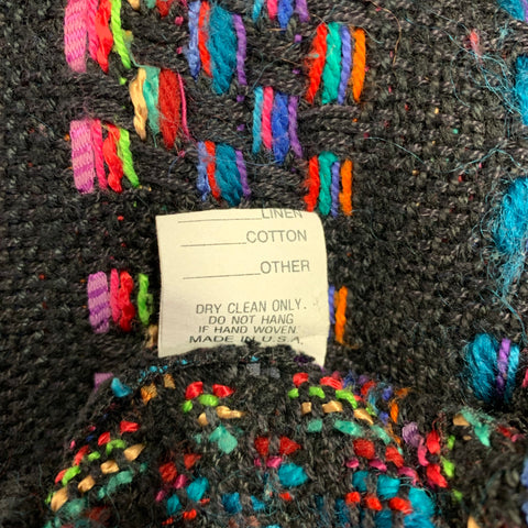 BIANCULLI Size S Black Multi Color Woven Wool Blend Crew Neck Sweater