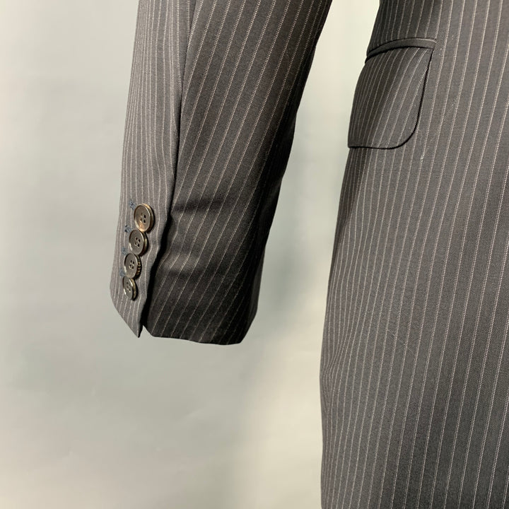 GUCCI Size 40 Black Grey Pinstripe Wool Mohair Single Breasted Suit