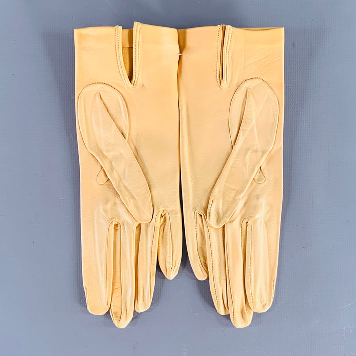 VINTAGE Size 6.5 Yellow Leather Gloves
