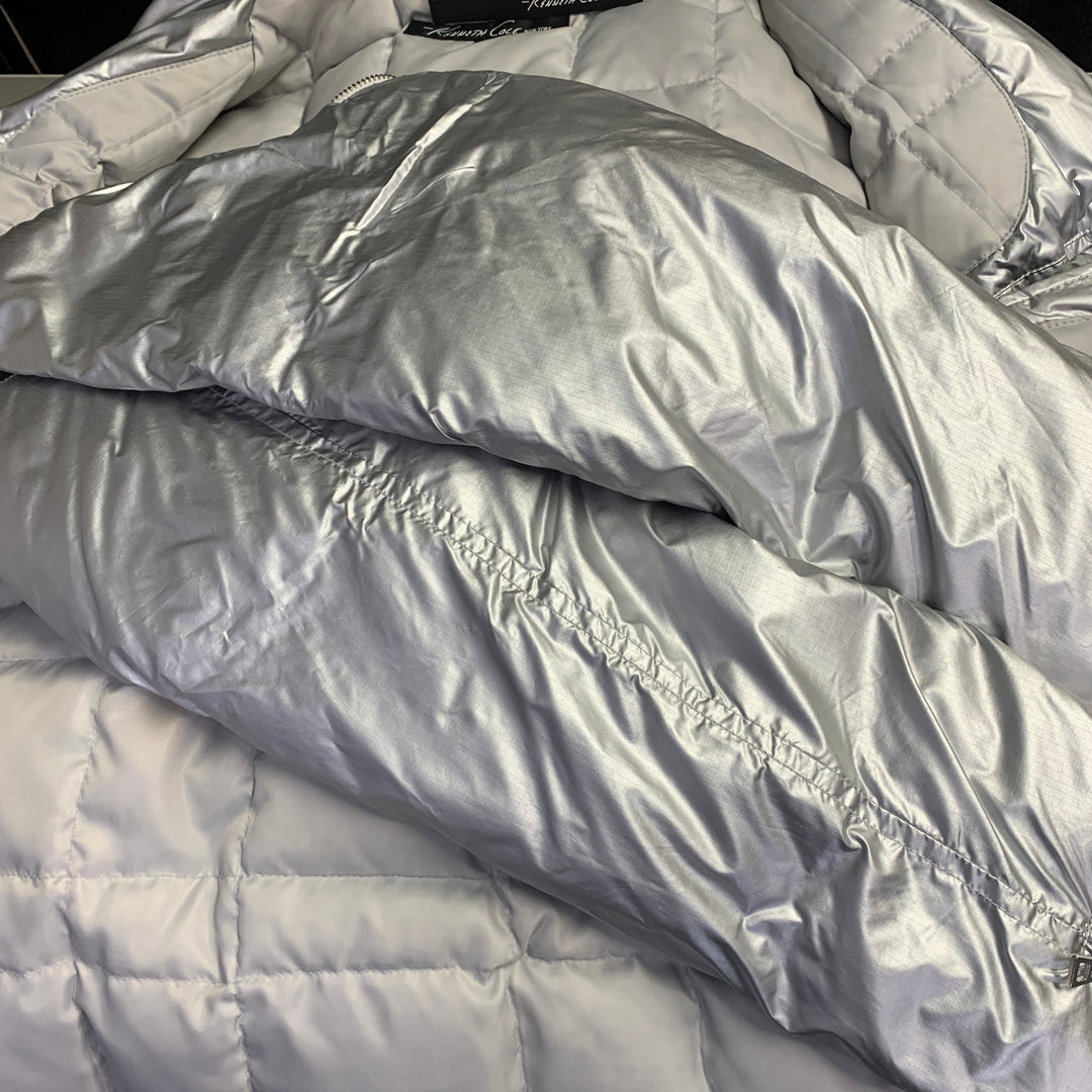 KENNETH COLE Size M Silver Metallic Polyester Zip Up Padded Vest Jacket