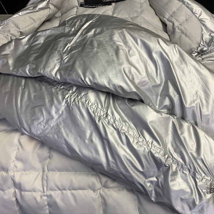 KENNETH COLE Size M Silver Metallic Polyester Zip Up Padded Vest Jacket