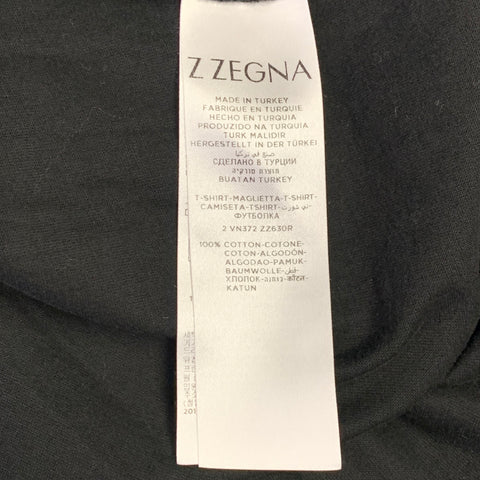 T-shirt Z ZEGNA taille XL noir à motif géométrique en coton et col ras du cou
