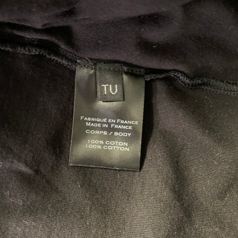 BALMAIN Size XL Black Tan Distressed Cotton T Shirt