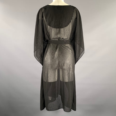HALSTON HERITAGE Size S M Black Metallic Polyester Caftan  Dress