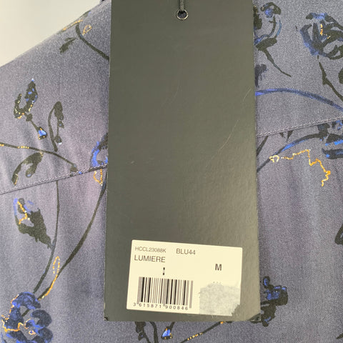THE KOOPLES Size M Blue Floral Roses Cotton Cutaway Long Sleeve Shirt
