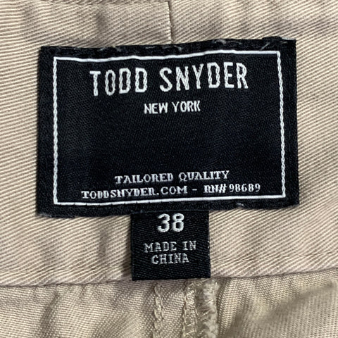 TOOD SNYDER Size 38 Beige Twill Cotton Pleated Side Tabs Casual Pants