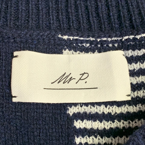 Pull Oversize Col Rond En Cachemire Et Coton Mélangés À Empiècements Bleu Marine Et Blanc MR. PORTER Taille M